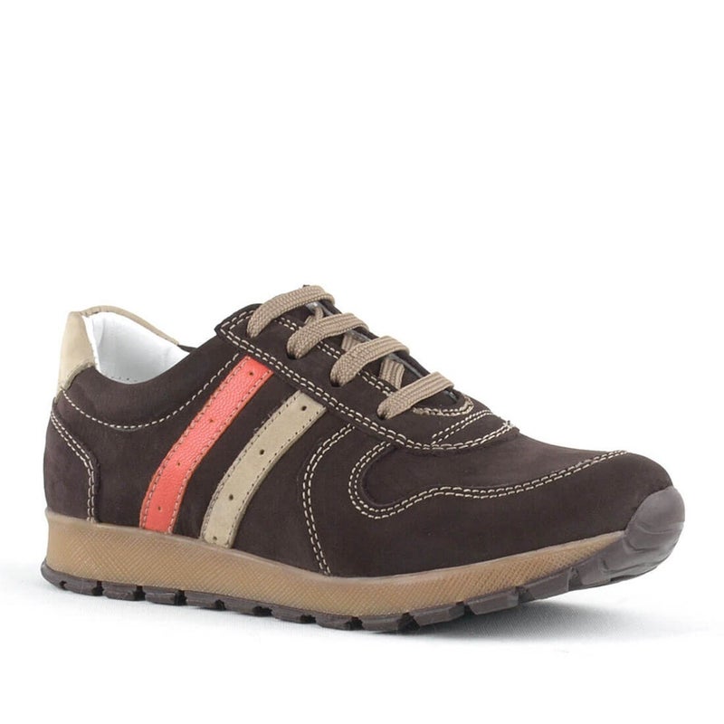 Rakerplus Raker Plus Boys' Genuine Leather Sneakers, Brown - Image 1