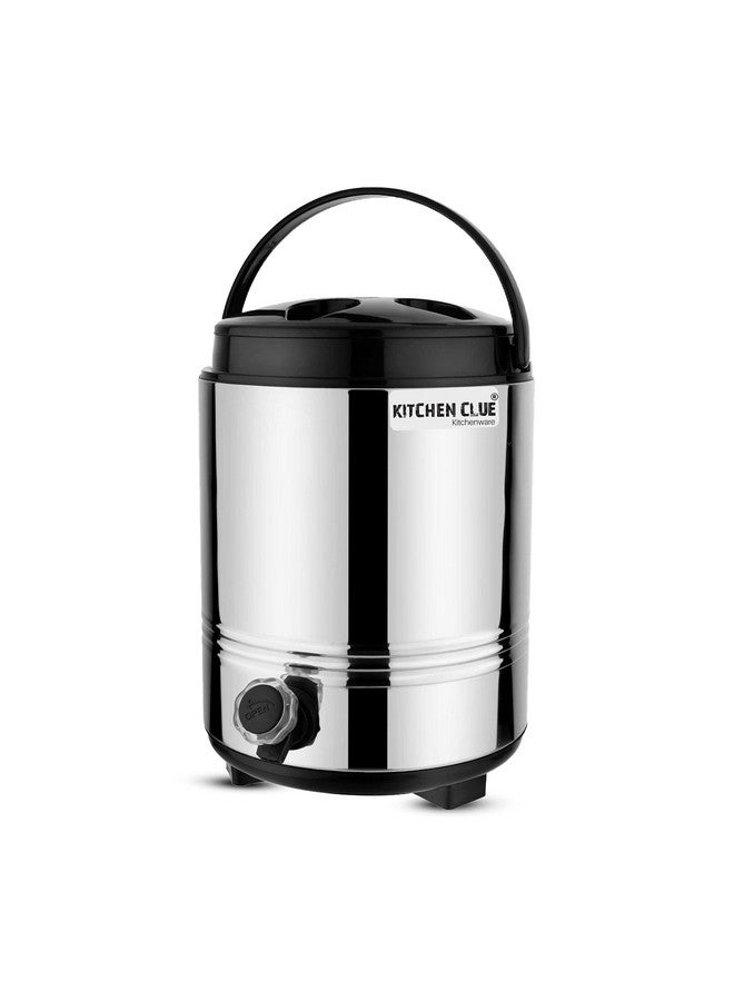 KITCHEN CLUE Stainless Steel PU Insulated Travel Water Jug 8 Liters I Cool Drinking Water Dispenser for Office Home Kitchen I Silver Black (8000 ML) - Image 1