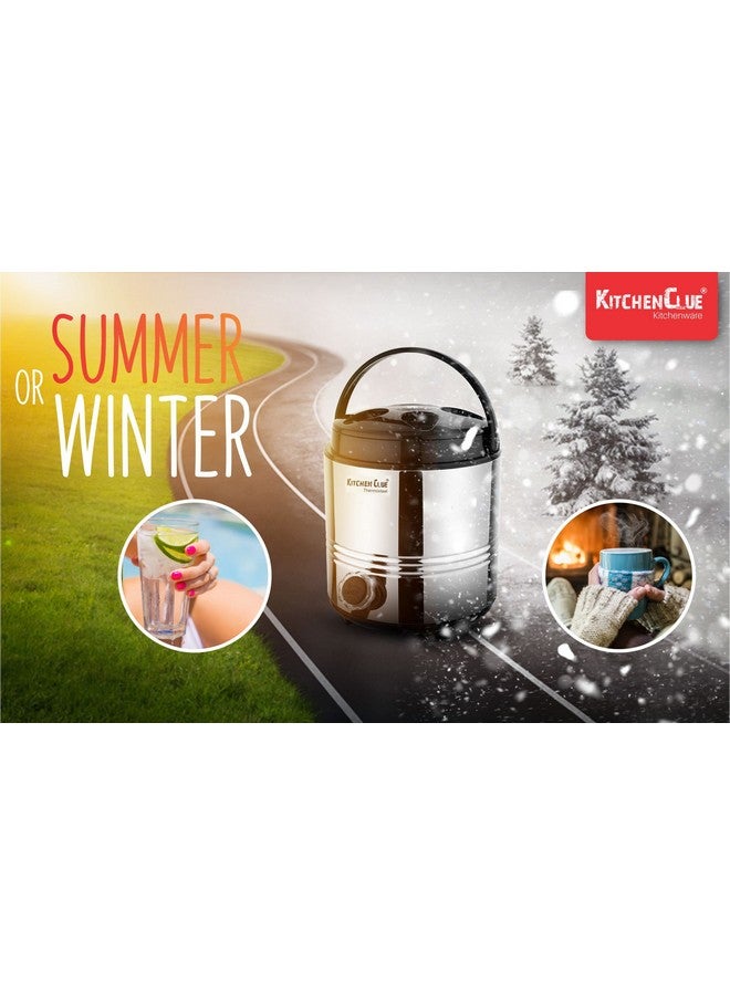 KITCHEN CLUE Stainless Steel PU Insulated Travel Water Jug 8 Liters I Cool Drinking Water Dispenser for Office Home Kitchen I Silver Black (8000 ML) - Image 5