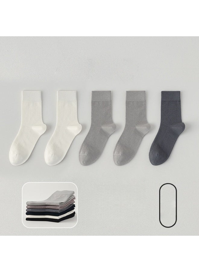 Shougu Summer Thin Men's Business Mid Tube Socks 5 Piece Set 