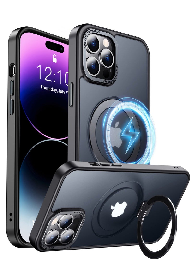 Eligo iPhone 14 Pro Max Magnetic Case with Invisible Stand, Compatible with MagSafe Shockproof Protection Cover, Translucent Matte Slim Phone Case with Magnet for Apple 14 Pro Max (2022)(Black)  - Image 1