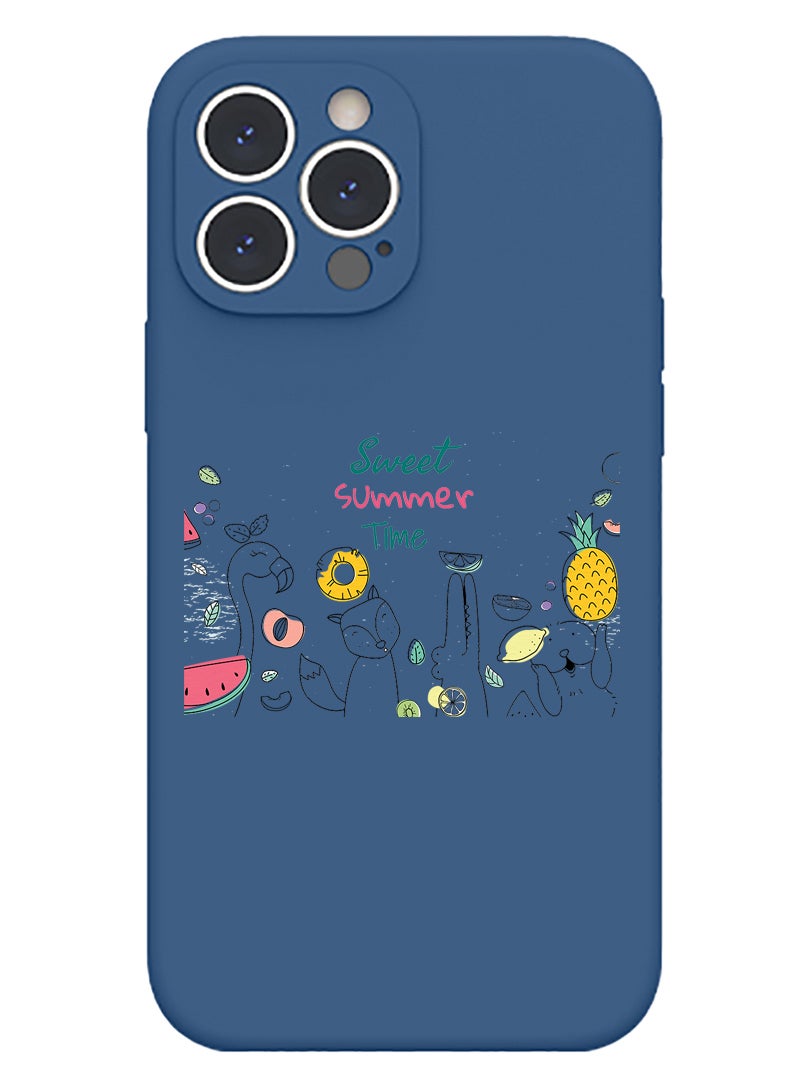 Theodor Protective Slim Fit Case Liquid Silicone Cover with Full Body Protection Anti-Scratch Shockproof Case For iPhone 12 Pro Max Blue  - Sweet Summer Time  - Image 1