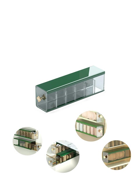 Narrow Wall Mounted Sock Underwear Drawer Organizer Multifunctional Storage Box for Storing Panties, Ties, Data Cable and Other Small Items（Green）