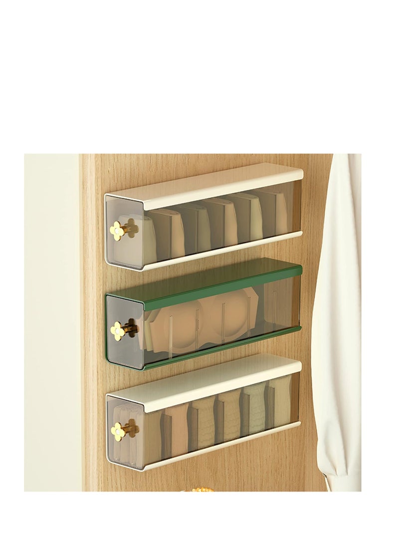 Generic - Narrow Wall Mounted Sock Underwear Drawer Organizer Multifunctional Storage Box for Storing Panties, Ties, Data Cable and Other Small Items（Green） - Image 1