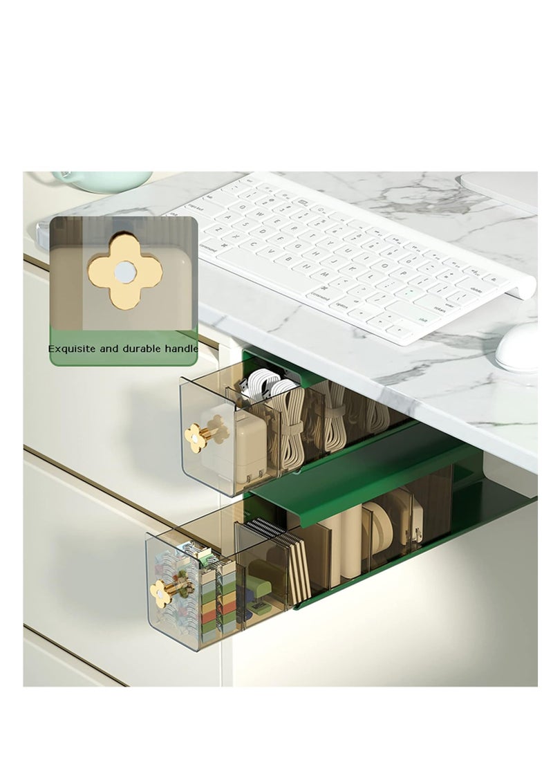 Generic - Narrow Wall Mounted Sock Underwear Drawer Organizer Multifunctional Storage Box for Storing Panties, Ties, Data Cable and Other Small Items（Green） - Image 1