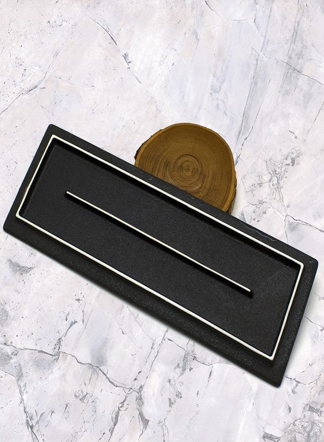 TIKUSAN Serving Platters Sushi Plate Set of 2 Rectangle Plates Made in Japan Ceramic Plates for Dinner Party Restaurant for Appetizer Meat Dessert (Black) - Image 5