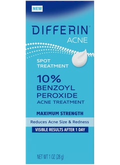 differin Acne Spot Treatment With 10% Benzoyl Peroxide, Maximum Strength Otc Acne Treatment, Fast Acting Spot Treatment For Face, 1 Oz  - Image 3