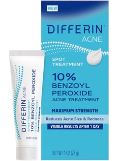 differin Acne Spot Treatment With 10% Benzoyl Peroxide, Maximum Strength Otc Acne Treatment, Fast Acting Spot Treatment For Face, 1 Oz  - Image 1