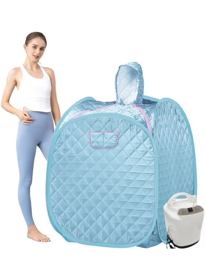 عربست محمولة البخار الساونا 2L 1000W مولد البخار مع 3 عدل التروس خفيفة الوزن البخار الساونا للمنزل سبا خيمة الساونا الشخصية القابلة للطي لفقدان الوزن التخلص من السموم الاسترخاء، الأزرق  - Image 1