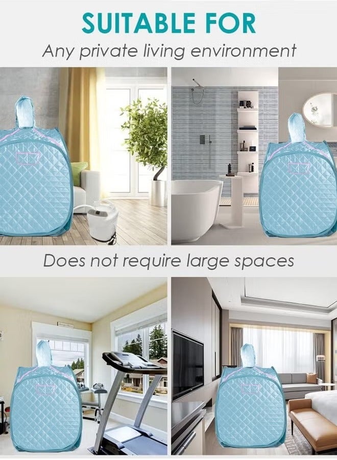 عربست محمولة البخار الساونا 2L 1000W مولد البخار مع 3 عدل التروس خفيفة الوزن البخار الساونا للمنزل سبا خيمة الساونا الشخصية القابلة للطي لفقدان الوزن التخلص من السموم الاسترخاء، الأزرق  - Image 5