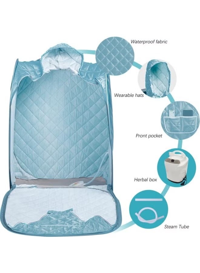 عربست محمولة البخار الساونا 2L 1000W مولد البخار مع 3 عدل التروس خفيفة الوزن البخار الساونا للمنزل سبا خيمة الساونا الشخصية القابلة للطي لفقدان الوزن التخلص من السموم الاسترخاء، الأزرق - Image 4