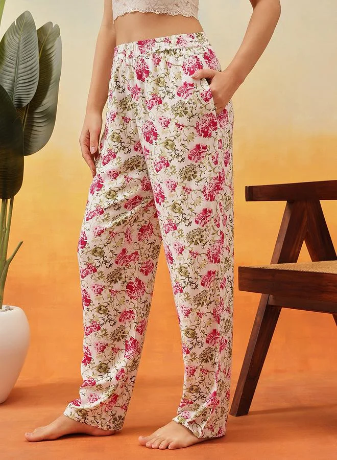 Clovia Floral Print Rayon Pyjama