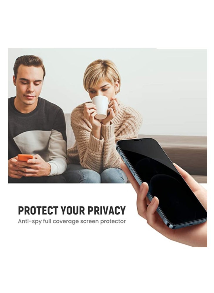 موكوم - زجاج واقٍ للشاشة بتقنية 5D للخصوصية ومكافحة التجسس لأيفون ١٤ برو ماكس باللون الأسود. - Image 1