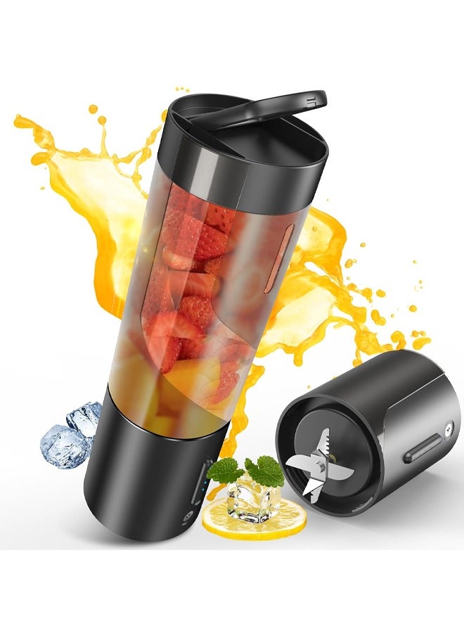 Zeemey - Portable Blender, Owaylon Personal Size Blender for Shakes and Smoothies with 6 Ultra Sharp Blades, 16 Oz Mini Blender USB Rechargeable Magnetic for Travel/Picnic/Office/Gym(Black) - Image 1