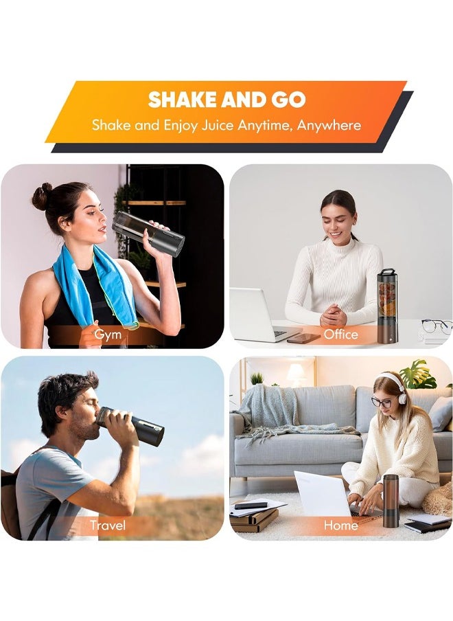 Zeemey - Portable Blender, Owaylon Personal Size Blender for Shakes and Smoothies with 6 Ultra Sharp Blades, 16 Oz Mini Blender USB Rechargeable Magnetic for Travel/Picnic/Office/Gym(Black) - Image 1