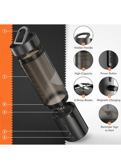 Zeemey Portable Blender, Owaylon Personal Size Blender for Shakes and Smoothies with 6 Ultra Sharp Blades, 16 Oz Mini Blender USB Rechargeable Magnetic for Travel/Picnic/Office/Gym(Black)  - Image 5