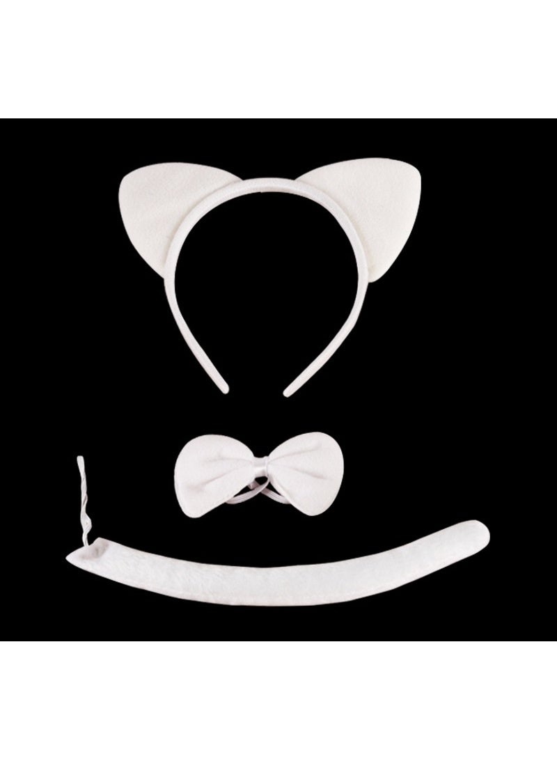 NIBEMINENT Cartoon headband, head accessory, animal three-piece set, rabbit, cat, tiger, ears, bow tie, tail