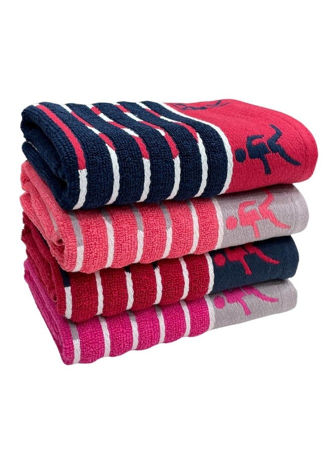 STAMIO Cotton 450 GSM Hand Towel Set of 4, 40 X 60 Cm Sports, Gym & Workout | Soft, Absorbent, Quick Dry, Full Size Large Towels | Sport Jacquard Border, Multicolor - Image 1