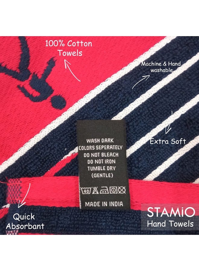 STAMIO Cotton 450 GSM Hand Towel Set of 4, 40 X 60 Cm Sports, Gym & Workout | Soft, Absorbent, Quick Dry, Full Size Large Towels | Sport Jacquard Border, Multicolor - Image 5