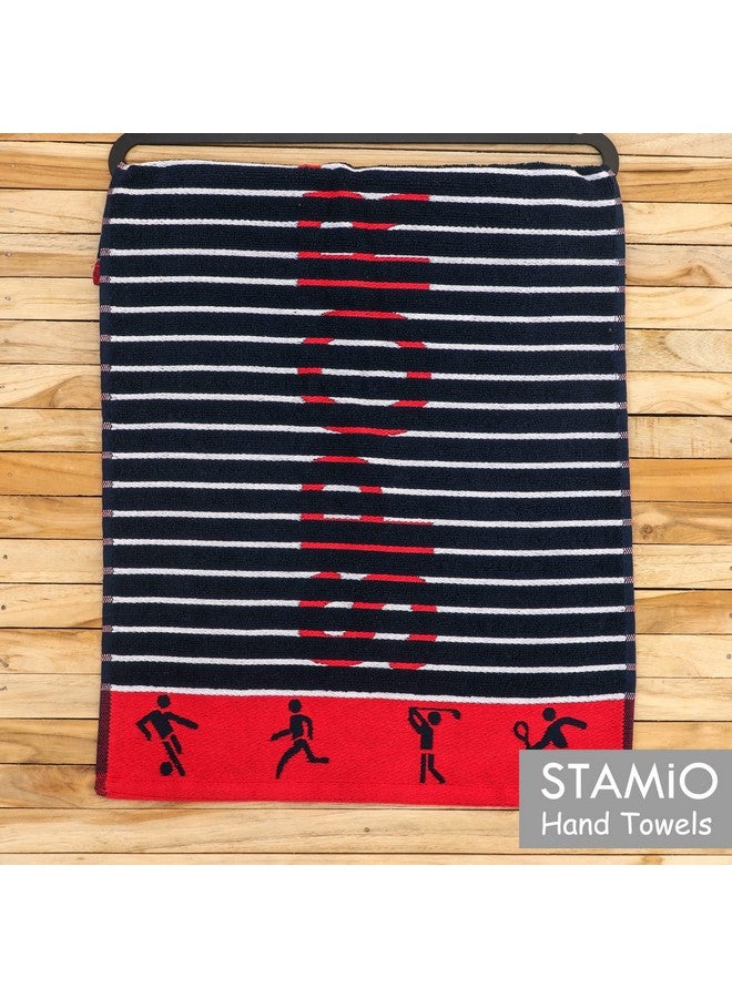 STAMIO Cotton 450 GSM Hand Towel Set of 4, 40 X 60 Cm Sports, Gym & Workout | Soft, Absorbent, Quick Dry, Full Size Large Towels | Sport Jacquard Border, Multicolor - Image 4
