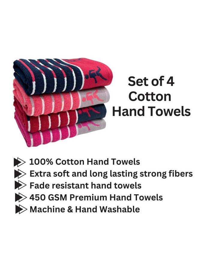 STAMIO Cotton 450 GSM Hand Towel Set of 4, 40 X 60 Cm Sports, Gym & Workout | Soft, Absorbent, Quick Dry, Full Size Large Towels | Sport Jacquard Border, Multicolor - Image 2
