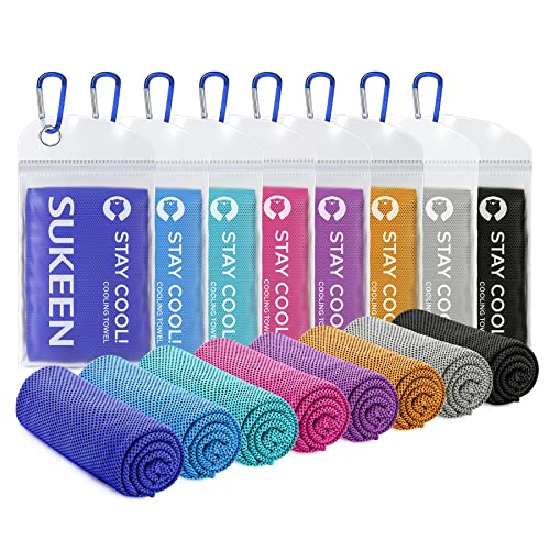 Sukeen Cooling Towels 8 Pack (40"x 12"), Cooling Towels for Neck and Face, Microfiber Breathable Towel for Hot Weather, Sweat Towel for Gym, Sport, Yoga, Golf, Workout, Camping, Running - Image 1