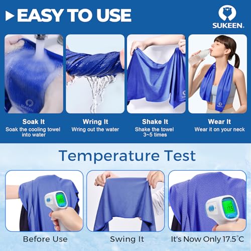Sukeen Cooling Towels 8 Pack (40"x 12"), Cooling Towels for Neck and Face, Microfiber Breathable Towel for Hot Weather, Sweat Towel for Gym, Sport, Yoga, Golf, Workout, Camping, Running - Image 3