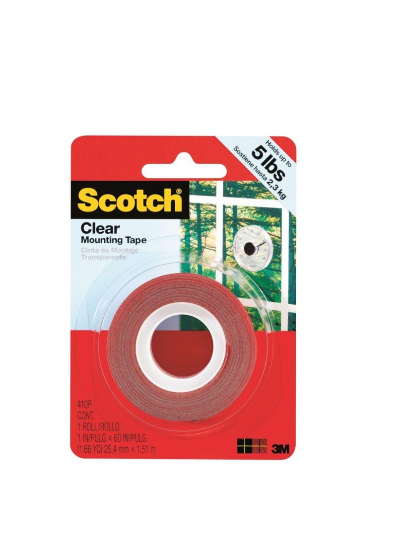 Scotch  - 3M Mounting Tape H/D-1"-60 Yd-Clear-Scotch 4010 - Image 1