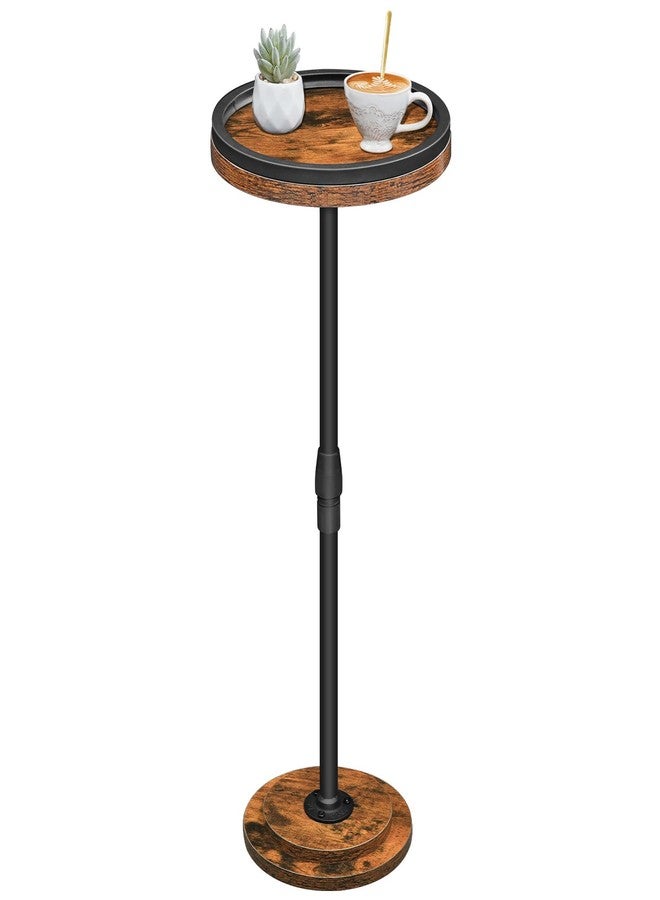 HOOBRO Drink Table Height Adjustable, Small Coffee Martini Table with Stable Accent Base, Round Pedestal Side Table for Small Spaces in Living Room, Bedroom, Sofa Couch, Rustic Brown BF268BZ01 - Image 1