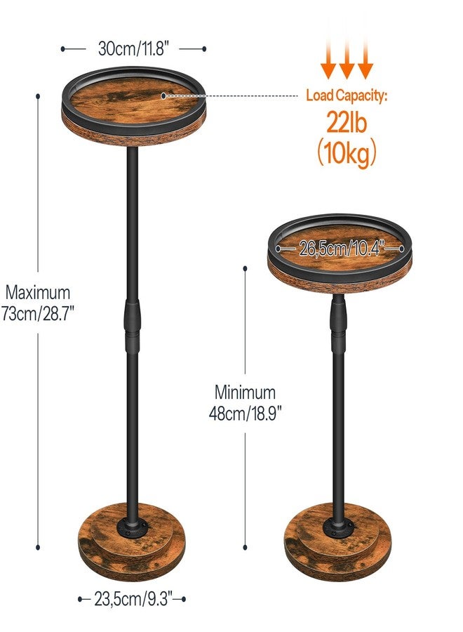 HOOBRO Drink Table Height Adjustable, Small Coffee Martini Table with Stable Accent Base, Round Pedestal Side Table for Small Spaces in Living Room, Bedroom, Sofa Couch, Rustic Brown BF268BZ01 - Image 4