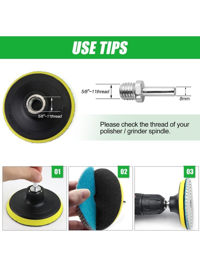 مجموعة من 15 قطعة من وسادات الصنفرة الماسية الجافة والرطبة، مقاس 4 بوصات، ووسادة تلميع ماسية بحبيبات 30-6000 للخرسانة والرخام والكوارتز والجرانيت وتلميع أسطح العمل والحجر والبلاط - Image 4