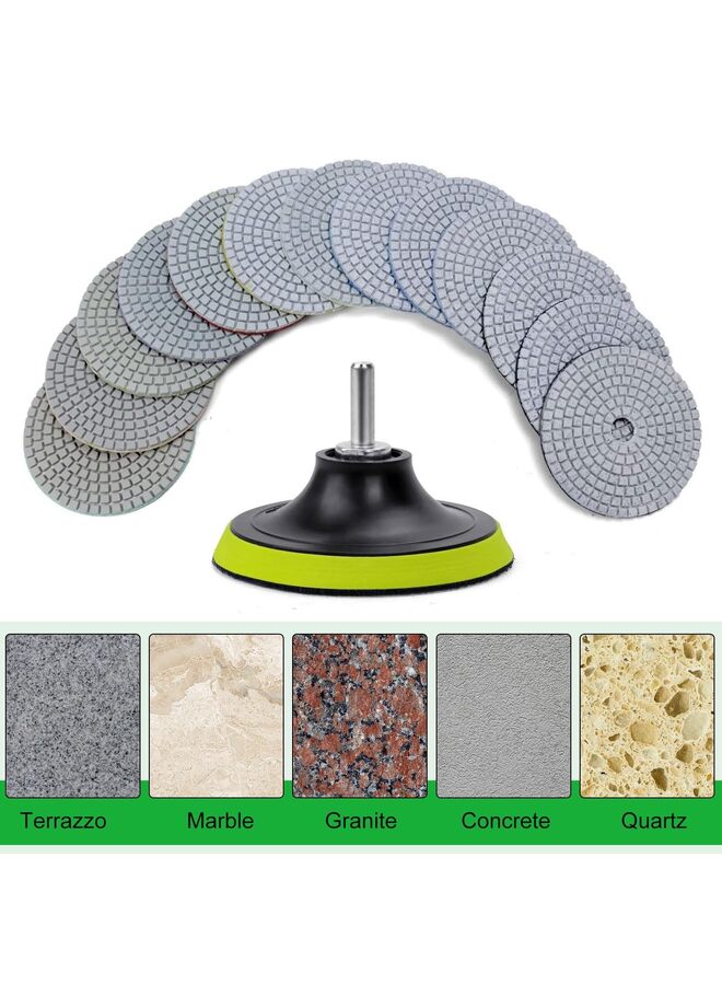 مجموعة من 15 قطعة من وسادات الصنفرة الماسية الجافة والرطبة، مقاس 4 بوصات، ووسادة تلميع ماسية بحبيبات 30-6000 للخرسانة والرخام والكوارتز والجرانيت وتلميع أسطح العمل والحجر والبلاط - Image 5