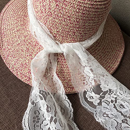 LUMKET Lace Realm 5.5 inch Wide Lace Trim Ribbon with Floral Pattern for Decorative Bridal Wedding Lace DIY Making Sewing Accessory-5 Yards (6822 White 5yd) - Image 4