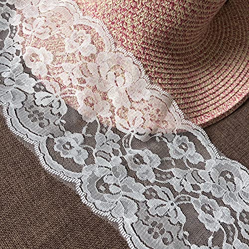 LUMKET Lace Realm 5.5 inch Wide Lace Trim Ribbon with Floral Pattern for Decorative Bridal Wedding Lace DIY Making Sewing Accessory-5 Yards (6822 White 5yd) - Image 5