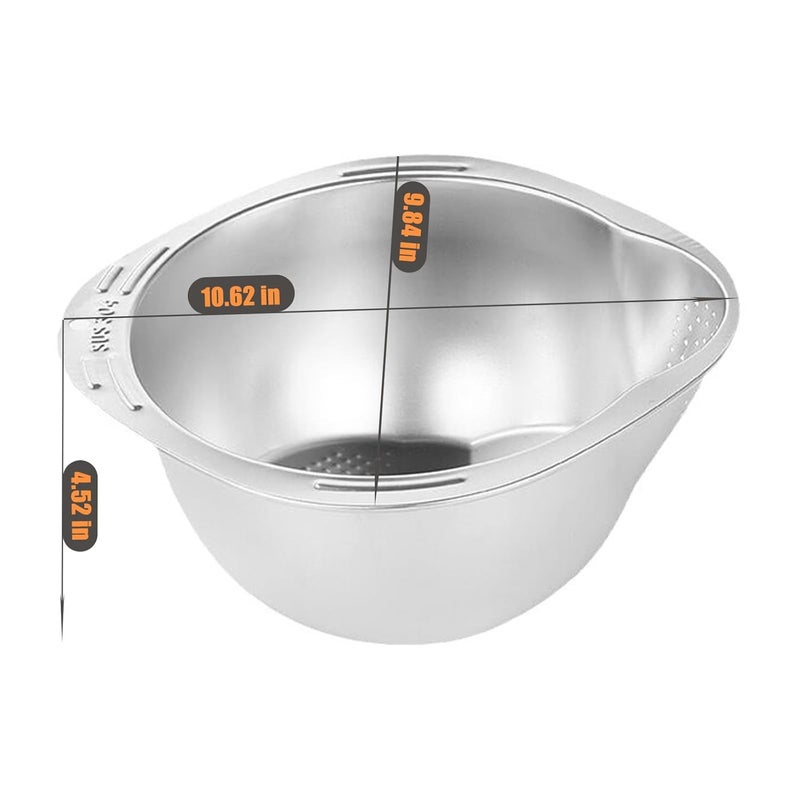 DOPMEP Rice Washer Strainer Bowl Stainless Steel Washing Bowl Quinoa Colander Versatile Side Drainers for Cleaning Rinsing Fruits Vegetables and Beans Multifunctional Drain Basket - Image 5
