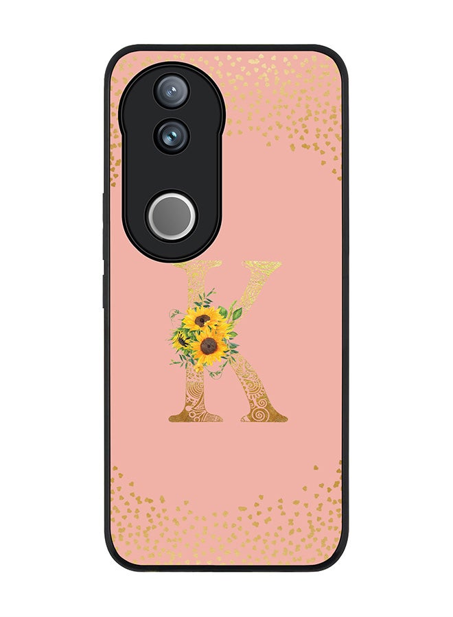 Stylizedd For Vivo V50 / vivo V50e 5G Case,Slim fit Camera Protection, Shockproof Thin Phone cover  - Custom Floral Monogram - K  (Rose Pink ) - Image 1