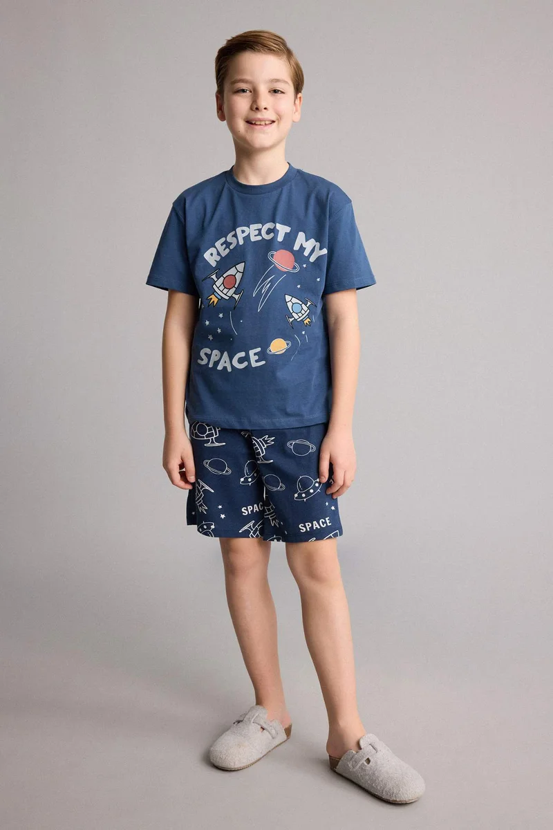 Defacto Boy Regular Fit Printed 2 Piece Pajama Set