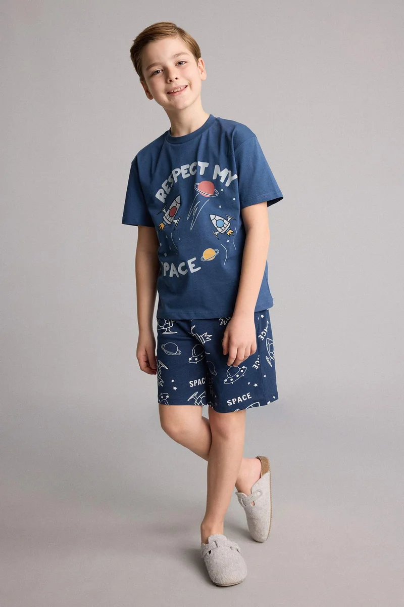 Defacto Boy Regular Fit Printed 2 Piece Pajama Set