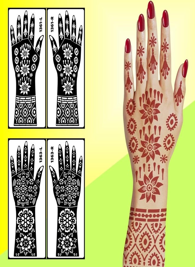 Vanvati Beautiful Star & Flowers Mehndi Stencil Sticker Two Pack of Combo Easy to Use & Long-Lasting for Both Hand - Image 3