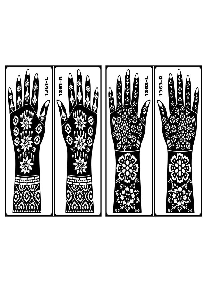 Vanvati Beautiful Star & Flowers Mehndi Stencil Sticker Two Pack of Combo Easy to Use & Long-Lasting for Both Hand - Image 1