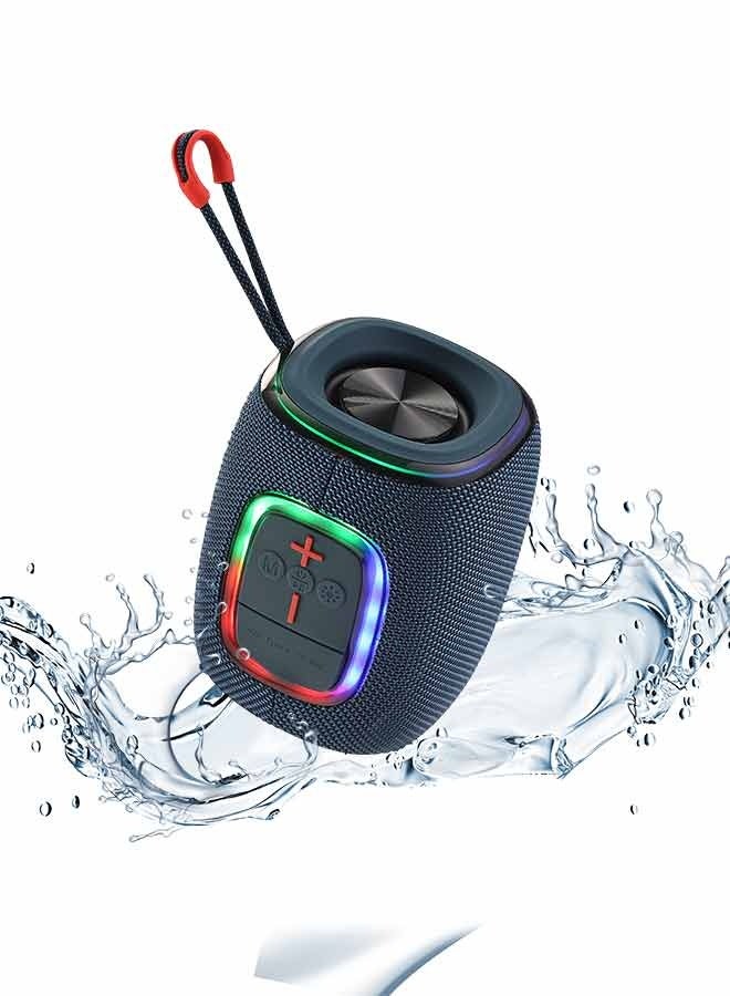 LAWAZIM Waterproof Bluetooth Speaker - 7W Blue Color With LED Light - Portable Wireless Speaker with Deep Bass, TF/USB/FM/Bluetooth Playback, and USB-C Charging - for Outdoor, Travel, and Indoor Use - Image 1