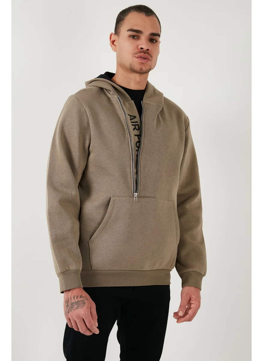 Buratti Kangaroo Pocket Zippered Hooded Collar Slim Fit Men's Sweat 575707