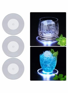 Y&D LED Coasters for Drinks,Ultra-Thin Luminous Coaster Drinks Coaster, Non-Slip & Waterproof Transparent Dinning room Beverage Parties Weddings-3PCS  - Image 1