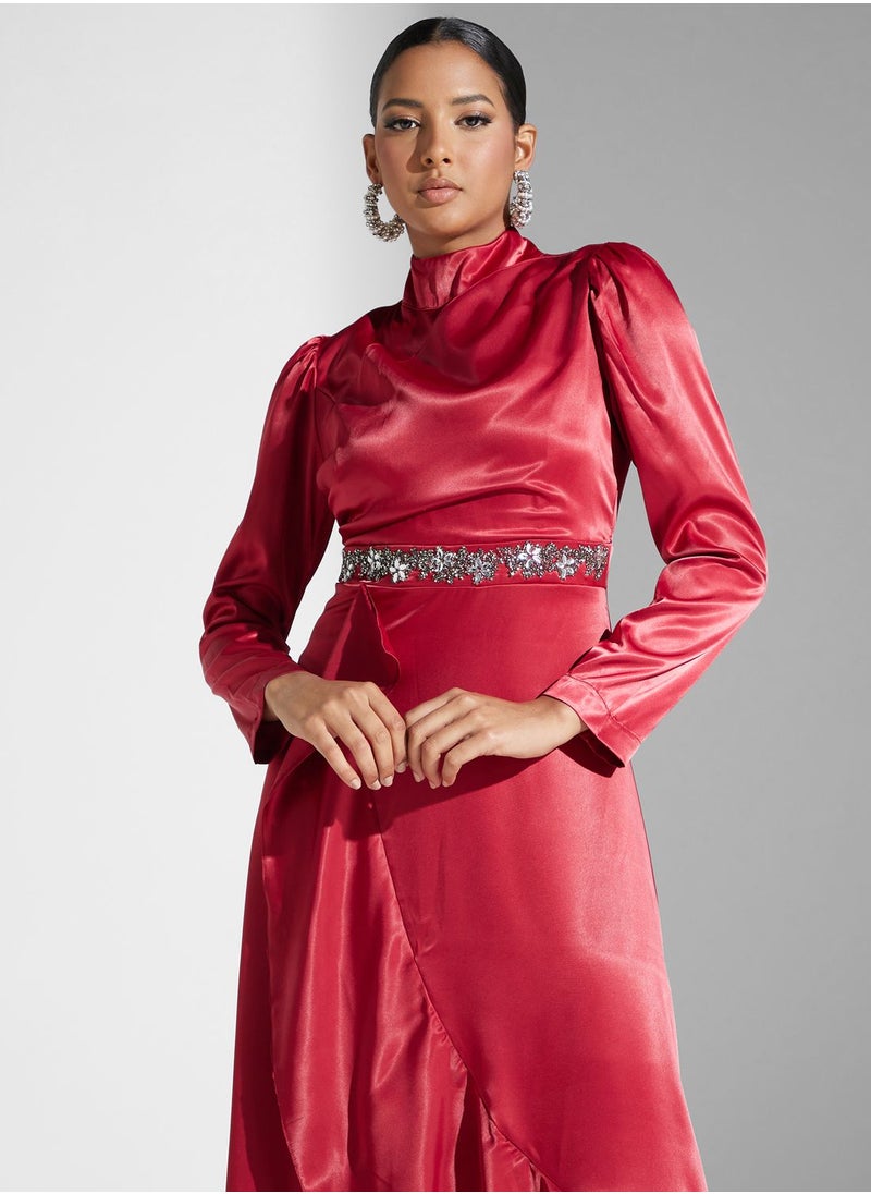 Khizana Embellished Detail Ruffle Hem Dress  - Image 3
