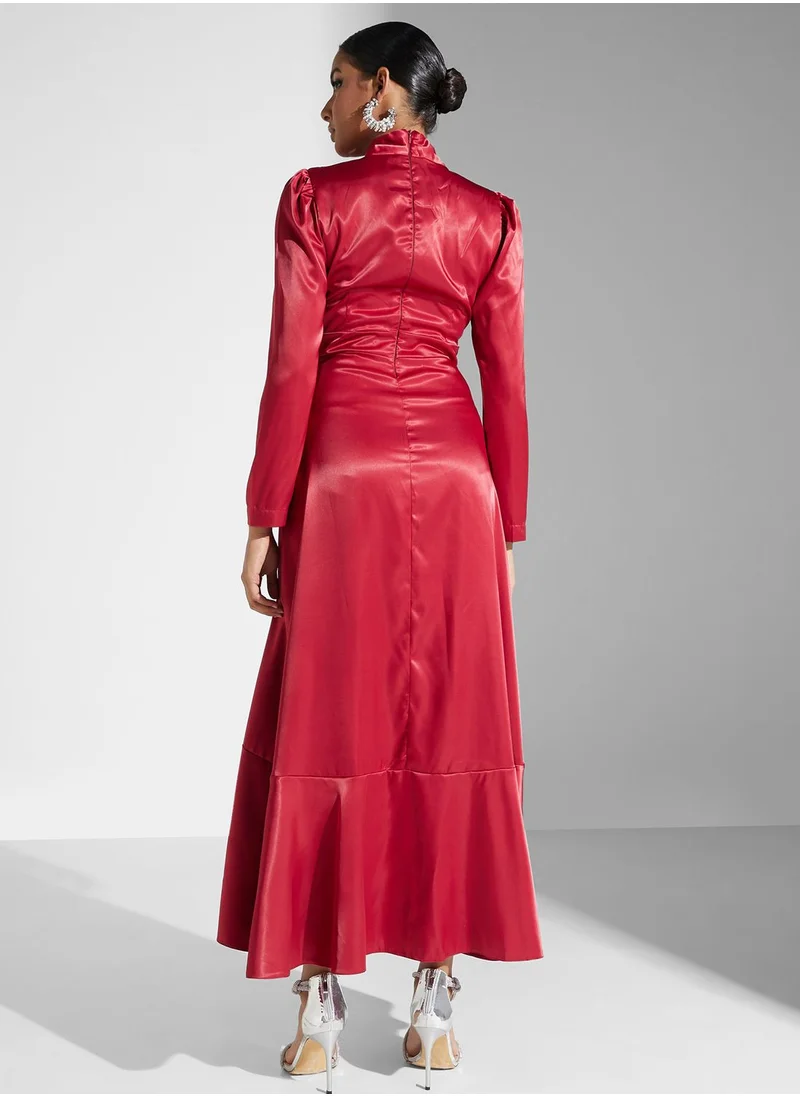 Khizana Embellished Detail Ruffle Hem Dress