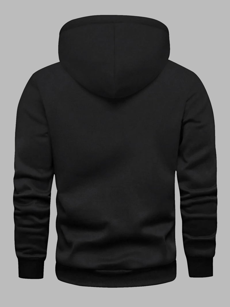 Jump Cuts Mens Solid Hooded Neck Full Sleeve Black LoopKnit Sweatshirt - Image 2