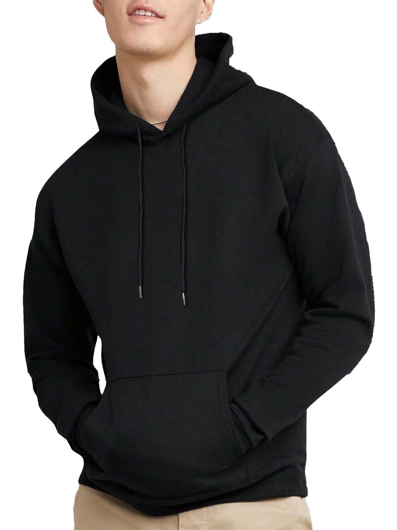 Jump Cuts Mens Solid Hooded Neck Full Sleeve Black LoopKnit Sweatshirt - Image 5