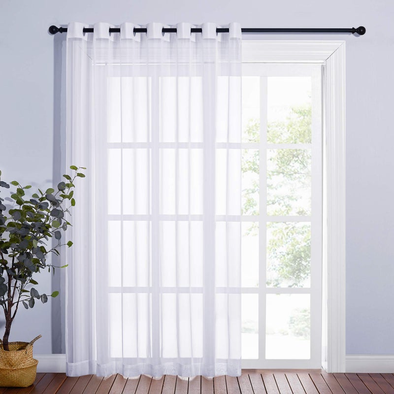 NICETOWN Patio Door Sheer Curtain - Vertical Voile Drape, Extra Wide Curtain Panel Window Treatment for Sliding Glass Door (White, 1 Piece, W100 x L84 inches) - Image 1