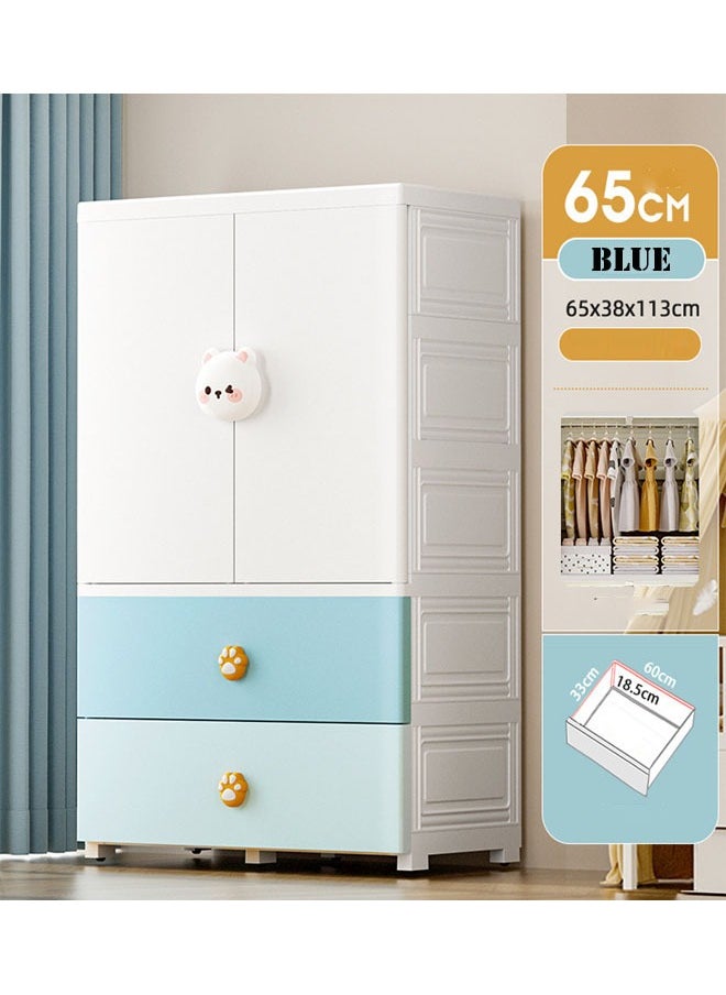 NKX 3 Layers Stylish Multi-Functional Storage Cabinet & Children's Wardrobe Blue  - Image 2