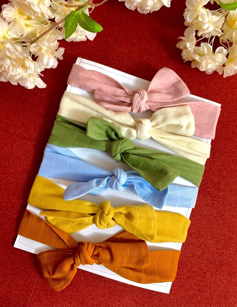 Mini Kiti Mini Kit Girl Baby 6 Pieces Colorful 100% Cotton Muslin Bandana Scrunchy - Image 1
